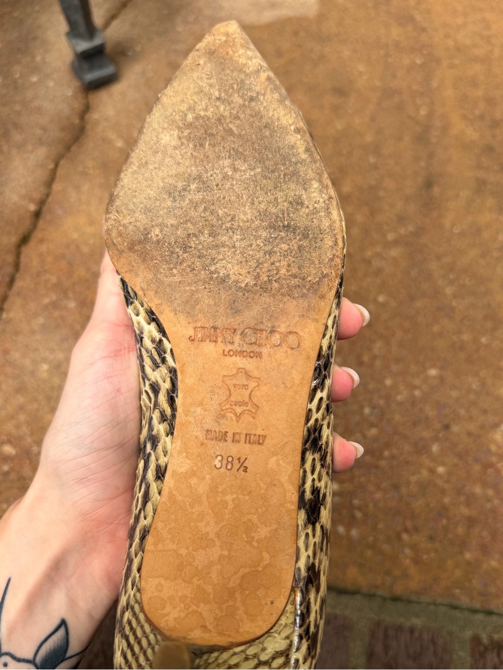 Jimmy Choo Snakeskin Pointed Toe Kitten Heels size 38.5 - Picture 3 of 3